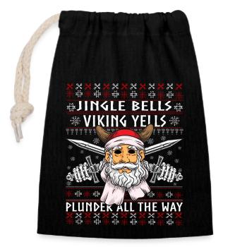Jingle Bells Wikinger Schreie Walhalla Wikinger Nordisch - Verschließbarer Geschenkbeutel aus Baumwolle (14x20cm) - Schwarz - Vorne
