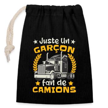 Fan De Camions - Sac cadeau en coton avec cordon (14 x 20 cm) - noir - Devant
