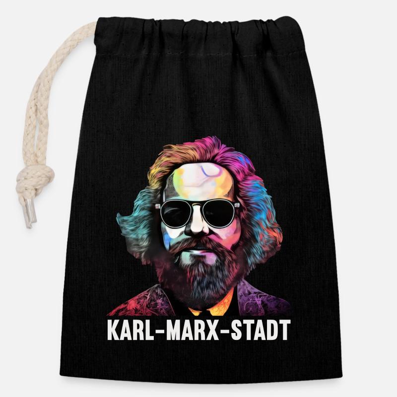 Le communisme a quitté le marxisme Karl Marx - Sac cadeau en coton avec cordon (14 x 20 cm) - noir