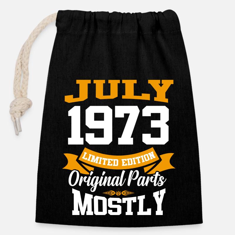 July 1973 Vintage Geburtstag Geschenk - Verschließbarer Geschenkbeutel aus Baumwolle (14x20cm) - Schwarz