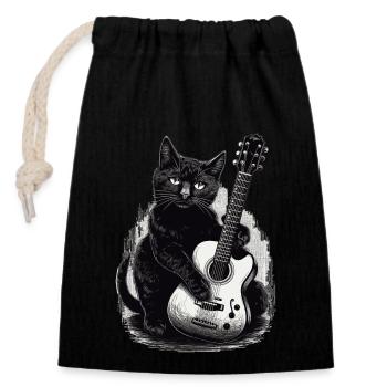 Musician Black Cat Guitarist Bombay Cats - Closable cotton gift bag (14x20cm) - black - Front