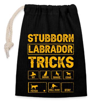 Stubborn labrador tricks - Closable cotton gift bag (14x20cm) - black - Front