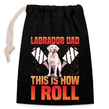 Papa Labrador c’est comme ça que je roule - Sac cadeau en coton avec cordon (14 x 20 cm) - noir - Devant