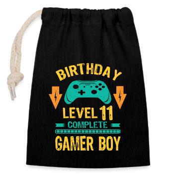 Onze 11 ans BDay Son Garçon Drôle de joueur 11ème 11 ans - Sac cadeau en coton avec cordon (14 x 20 cm) - noir - Devant