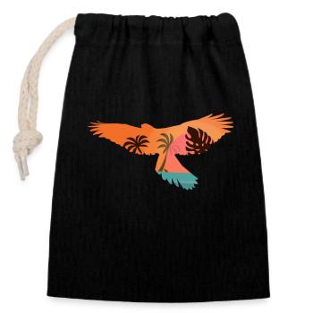 Fauconnerie Oiseau Faucon Chasse Fauconnier - Sac cadeau en coton avec cordon (14 x 20 cm) - noir - Devant