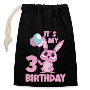 C’est mon 3 anniversaire 3 ans Bday Girl Idée cadeau - Sac cadeau en coton avec cordon (14 x 20 cm) - noir - Devant