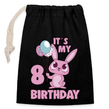 Its My 8 Birthday 8 Years Old Bday Girl Gift Idea - Verschließbarer Geschenkbeutel aus Baumwolle (14x20cm) - Schwarz - Vorne
