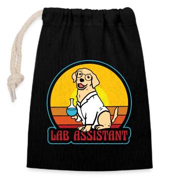 Labrador Lab Assistant - Verschließbarer Geschenkbeutel aus Baumwolle (14x20cm) - Schwarz - Vorne