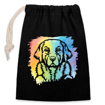 Labrador Retro - Verschließbarer Geschenkbeutel aus Baumwolle (14x20cm) - Schwarz - Vorne