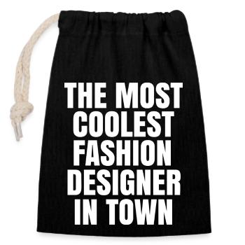 The most coolest fashion designer in town - Closable cotton gift bag (14x20cm) - black - Front