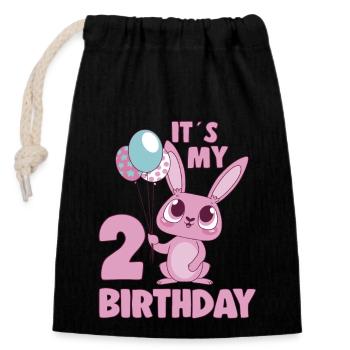 C’est mon 2 anniversaire 2 ans Bday Girl Idée cadeau - Sac cadeau en coton avec cordon (14 x 20 cm) - noir - Devant