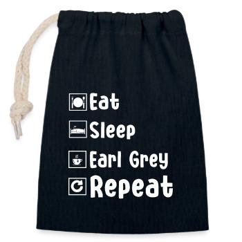 Funny Earl Grey Lover Outfit - Closable cotton gift bag (14x20cm) - navy - Front