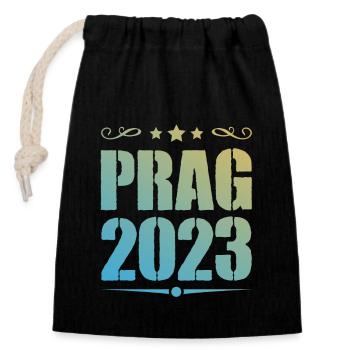 Prague 2023 - Closable cotton gift bag (14x20cm) - black - Front