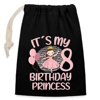 Birthday Princess 8 Years Old Bday Party Gift - Verschließbarer Geschenkbeutel aus Baumwolle (14x20cm) - Schwarz - Vorne