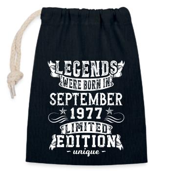 Geburtstag September 1977 Jahr Limited Edition - Verschließbarer Geschenkbeutel aus Baumwolle (14x20cm) - Navy - Vorne