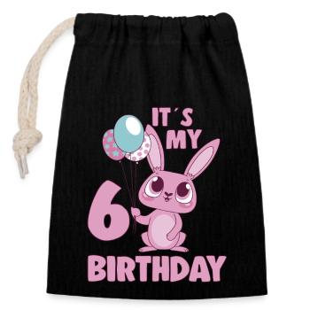 C’est mon idée cadeau de fille Bday 6 ans d’anniversaire 6 ans - Sac cadeau en coton avec cordon (14 x 20 cm) - noir - Devant