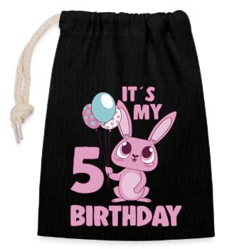 It ́s My 5 Birthday 5 Years Old Bday Girl Gift Idea - Closable cotton gift bag (14x20cm) - black - Front