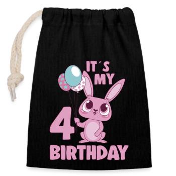 C’est mon idée cadeau de fille Bday 4 ans d’anniversaire 4 ans - Sac cadeau en coton avec cordon (14 x 20 cm) - noir - Devant