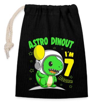7 Years old Birthday Boy Astro Dinout - 7th B-Day - Verschließbarer Geschenkbeutel aus Baumwolle (14x20cm) - Schwarz - Vorne