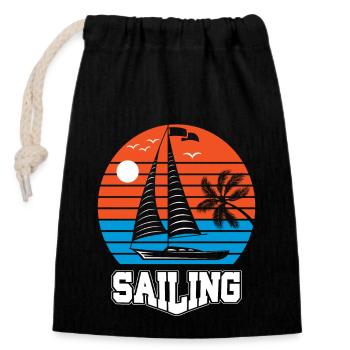 SAILING BOAT SAIL SHIP SEGELSCHIFF - Closable cotton gift bag (14x20cm) - black - Front