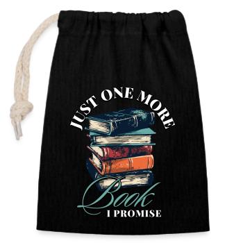 Just One More Book I Promise: Bookworms Design - Closable cotton gift bag (14x20cm) - black - Front