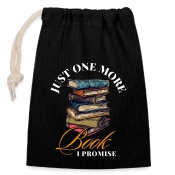 Just One More Book I Promise: Bookworms Design - Closable cotton gift bag (14x20cm) - black - Front
