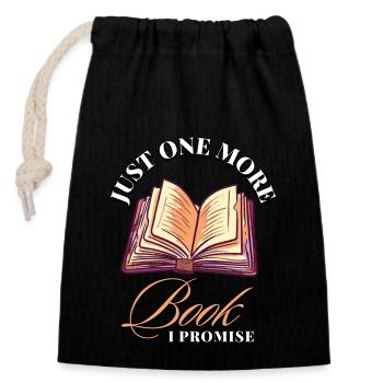 Just One More Book I Promise: Bookworms Design - Closable cotton gift bag (14x20cm) - black - Front