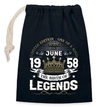 65. Geburtstag Mann Juni Jahrgang 1958 Legendary - Verschließbarer Geschenkbeutel aus Baumwolle (14x20cm) - Navy - Vorne