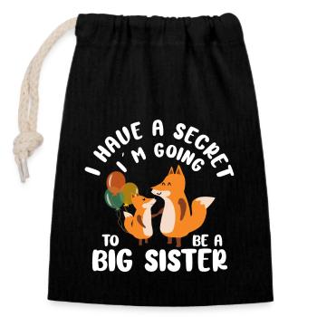 I Have A Secret Promoted To Be A Big Sister - Closable cotton gift bag (14x20cm) - black - Front