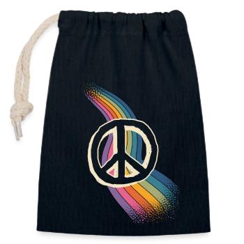 Peace Love - Closable cotton gift bag (14x20cm) - navy - Front