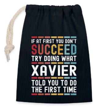 Xavier Nom personnalisé drôle anniversaire Noël - Sac cadeau en coton avec cordon (14 x 20 cm) - bleu marine - Devant