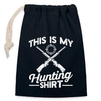 Ceci est mon amoureux chasseur de chemise de chasse chasseur de cerf - Sac cadeau en coton avec cordon (14 x 20 cm) - bleu marine - Devant