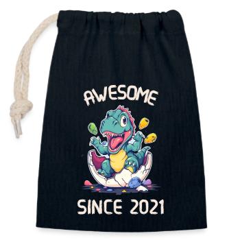 Kids Dinos Birthday Party | Awesome since 2021 - Closable cotton gift bag (14x20cm) - navy - Front