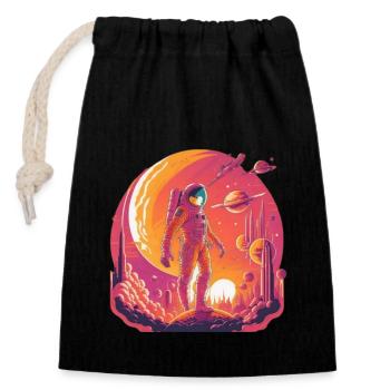 Space Fantasy - Closable cotton gift bag (14x20cm) - black - Front