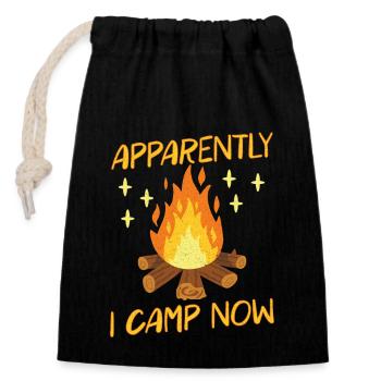 Scout Camping Feu de camp en plein air Randonnée pédestre - Sac cadeau en coton avec cordon (14 x 20 cm) - noir - Devant
