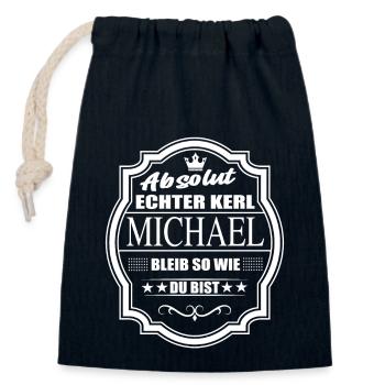 Absolut Echter Kerl Michael Bleib So Wie Du Bist - Verschließbarer Geschenkbeutel aus Baumwolle (14x20cm) - Navy - Vorne