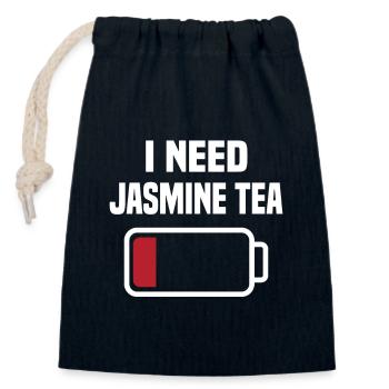 Grand dicton pour les amateurs de thé au jasmin - Sac cadeau en coton avec cordon (14 x 20 cm) - bleu marine - Devant
