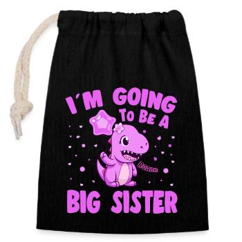 Big Sister Dinosaur promu Big Sister - Sac cadeau en coton avec cordon (14 x 20 cm) - noir - Devant
