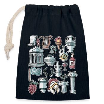 Grèce - Sac cadeau en coton avec cordon (14 x 20 cm) - bleu marine - Devant