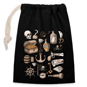 Pirates - Sac cadeau en coton avec cordon (14 x 20 cm) - noir - Devant
