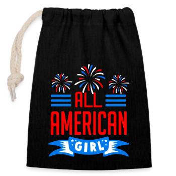All American Girl - Sac cadeau en coton avec cordon (14 x 20 cm) - noir - Devant