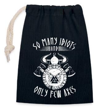 Lustiger Vikinger Spruch - Many idiots, few axes - Closable cotton gift bag (14x20cm) - navy - Front