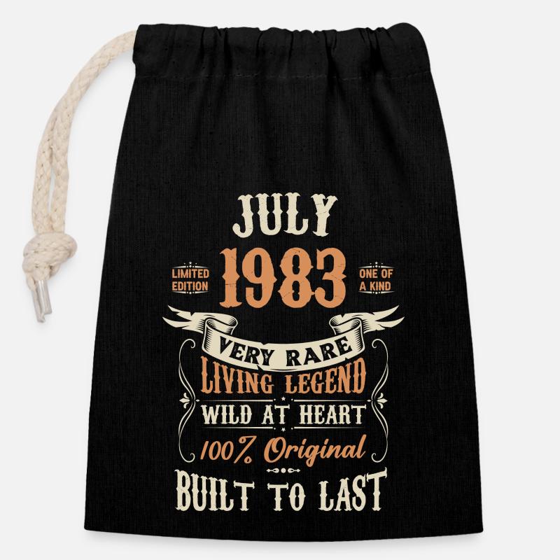 Juli 1983 Geburtstagsgeschenk - Verschließbarer Geschenkbeutel aus Baumwolle (14x20cm) - Schwarz