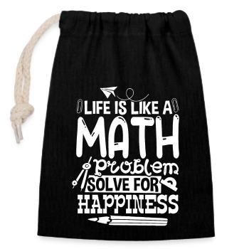Life Is Like A Math Problem - Closable cotton gift bag (14x20cm) - black - Front