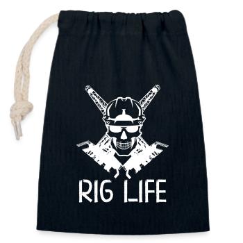 Oilfield Wife Roughneck Oil Drilling Frac crew - Closable cotton gift bag (14x20cm) - navy - Front