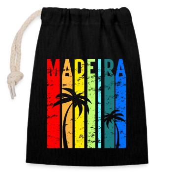 Madeira Urlaub Atlantik Insel Portugal Geschenk - Verschließbarer Geschenkbeutel aus Baumwolle (14x20cm) - Schwarz - Vorne