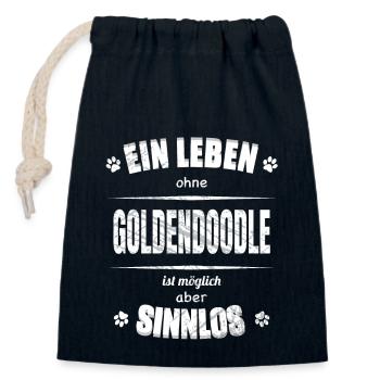 Ein Leben ohne Hund ist Sinnlos - Goldendoodle - Verschließbarer Geschenkbeutel aus Baumwolle (14x20cm) - Navy - Vorne