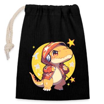 Dino Baby - Verschließbarer Geschenkbeutel aus Baumwolle (14x20cm) - Schwarz - Vorne