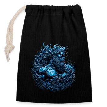 Poseidon God of the Sea - Closable cotton gift bag (14x20cm) - black - Front