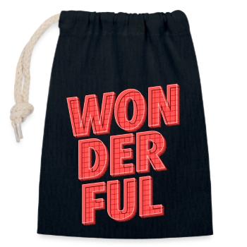 Wonderful | Radiate with positive energy - Closable cotton gift bag (14x20cm) - navy - Front